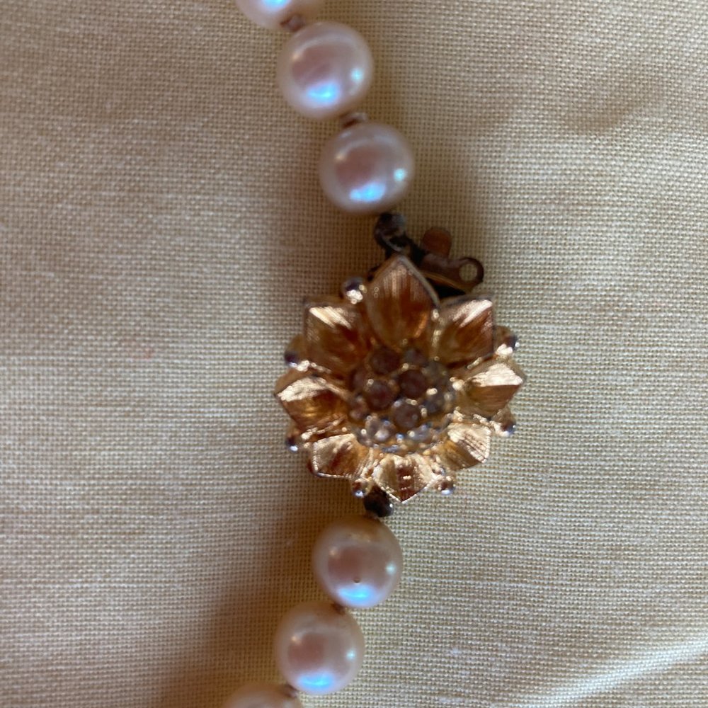 Long Genuine Pearl Hand-Knotted Necklace - Vintage - Picture 4 of 7